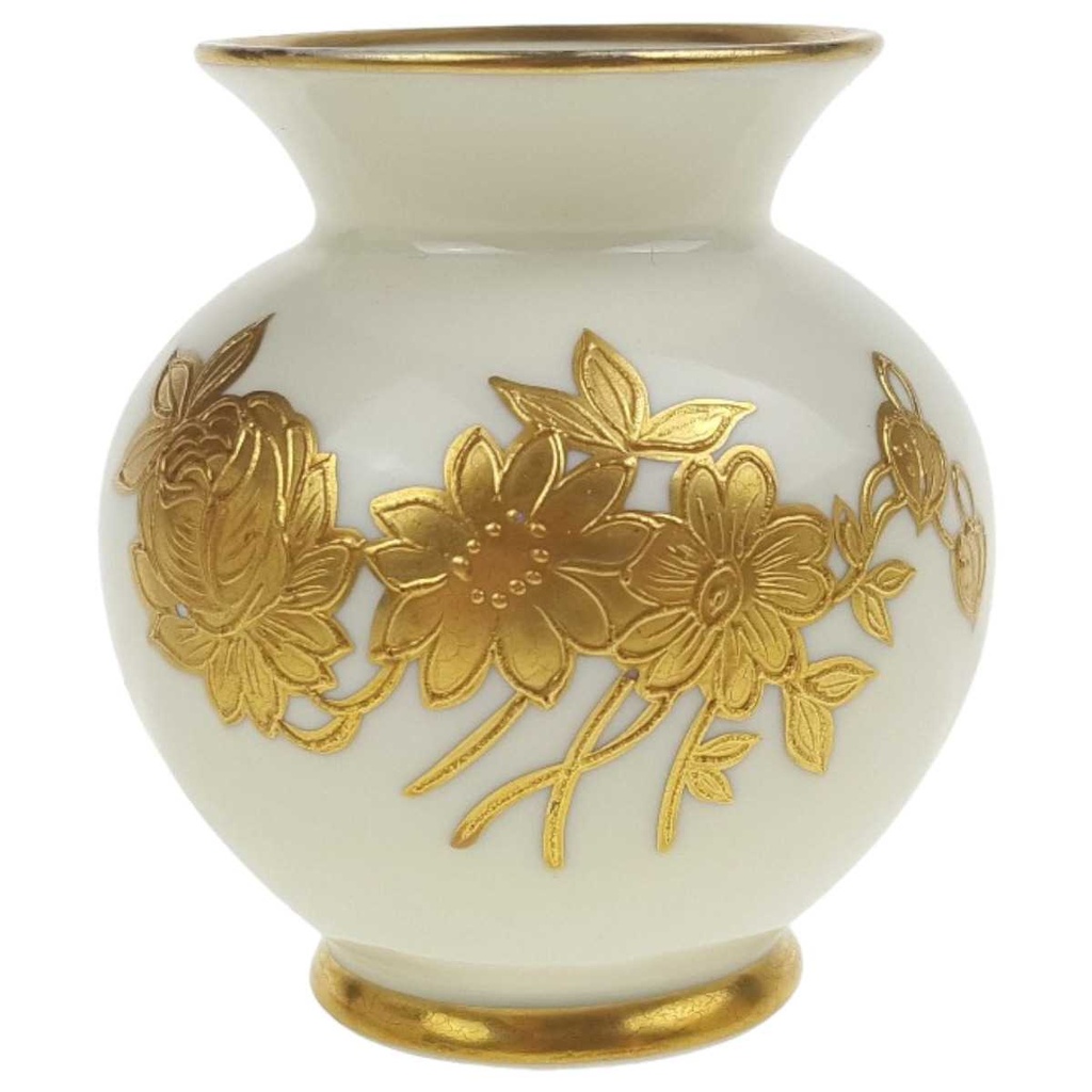[458169193] Vase klein HP Handmalerei Blumen Golddekor