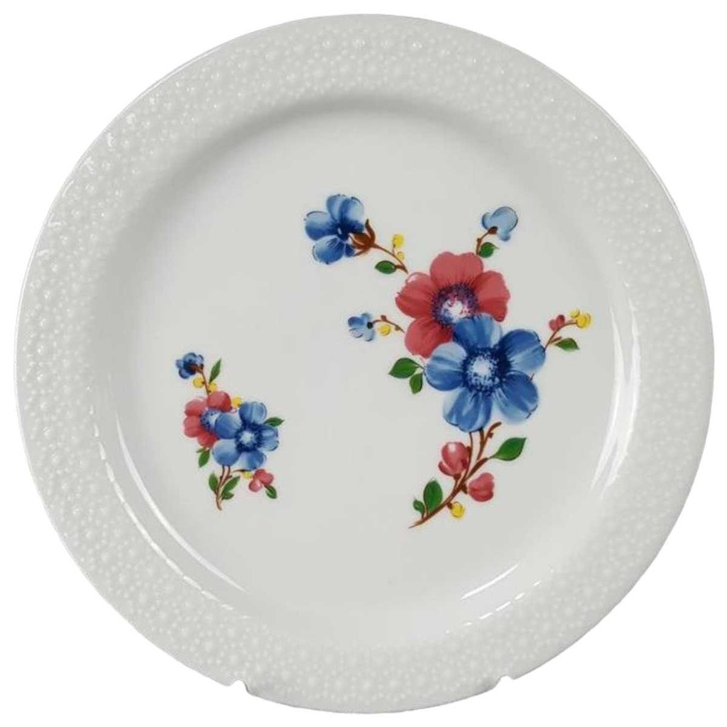 Kuchenteller Dessertteller Frühstücksteller 19,8 cm Zeh Scherzer Blumendekore Retro Bunte Blumen Perlrand gebraucht - gut