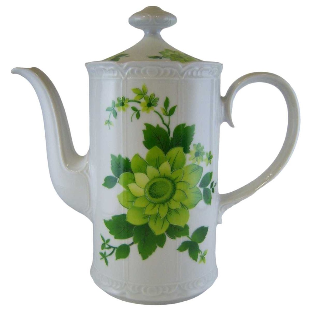 Kaffeekanne Kanne 1,25 L Mitterteich Form 100 grüne Blume gebraucht - sehr gut