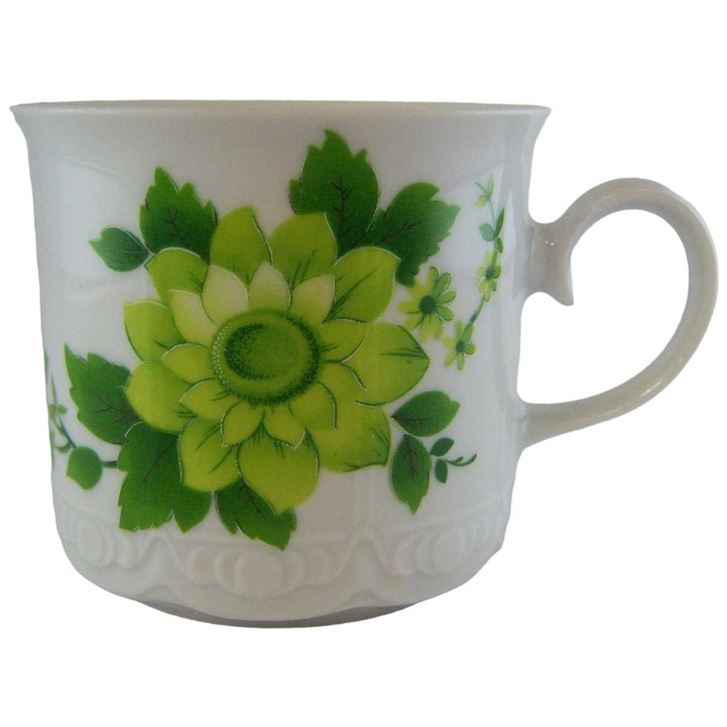[4581695] Kaffeetasse Tasse Mitterteich Form 100 grüne Blume gebraucht - sehr gut