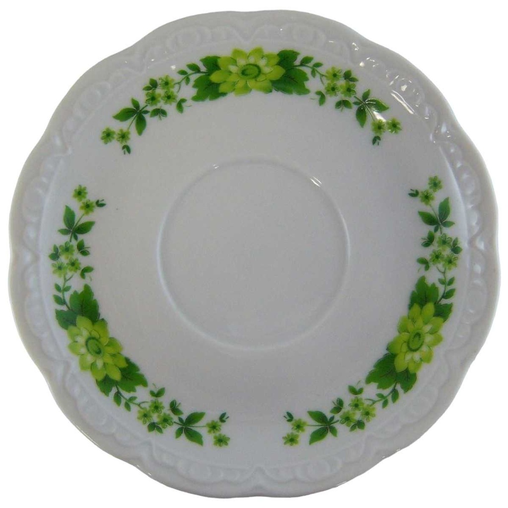 [4581696] Untertasse für Kaffee 14,7 cm Mitterteich Form 100 grüne Blume gebraucht - sehr gut