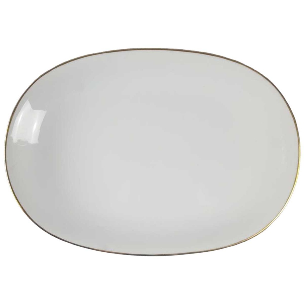 [45816965] Servierplatte Speiseplatte Fleischplatte Steakplatte groß Goldrand 37x26,5 cm KPM Krister 0201 Weiß gebraucht - gut