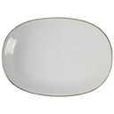 Servierplatte Speiseplatte Fleischplatte Steakplatte mittelgroß Goldrand 27,5x19,8 cm KPM Krister 0201 Weiß gebraucht - gut
