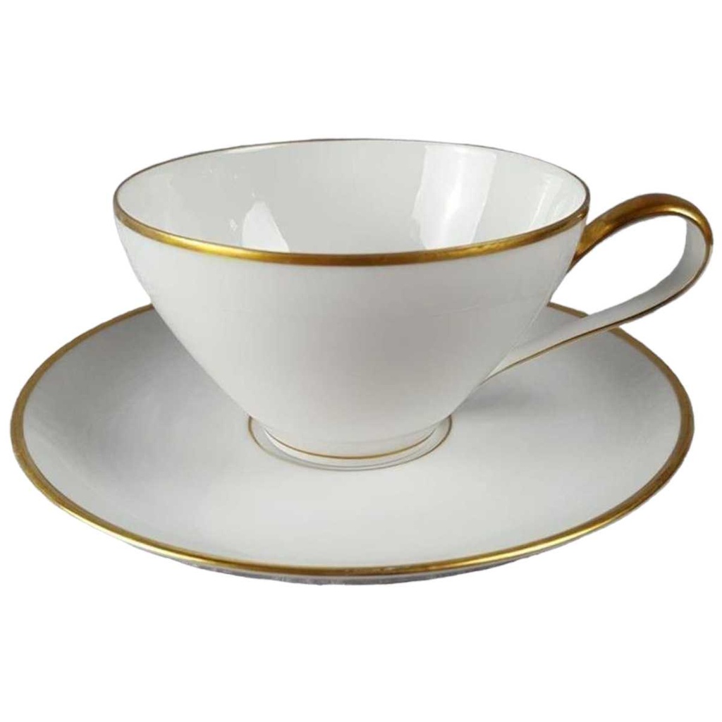[45816991] Teetasse mit Untertasse Tasse Goldrand KPM Krister 0201 Weiß
