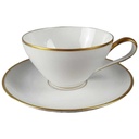 Teetasse mit Untertasse Tasse Goldrand KPM Krister 0201 Weiß