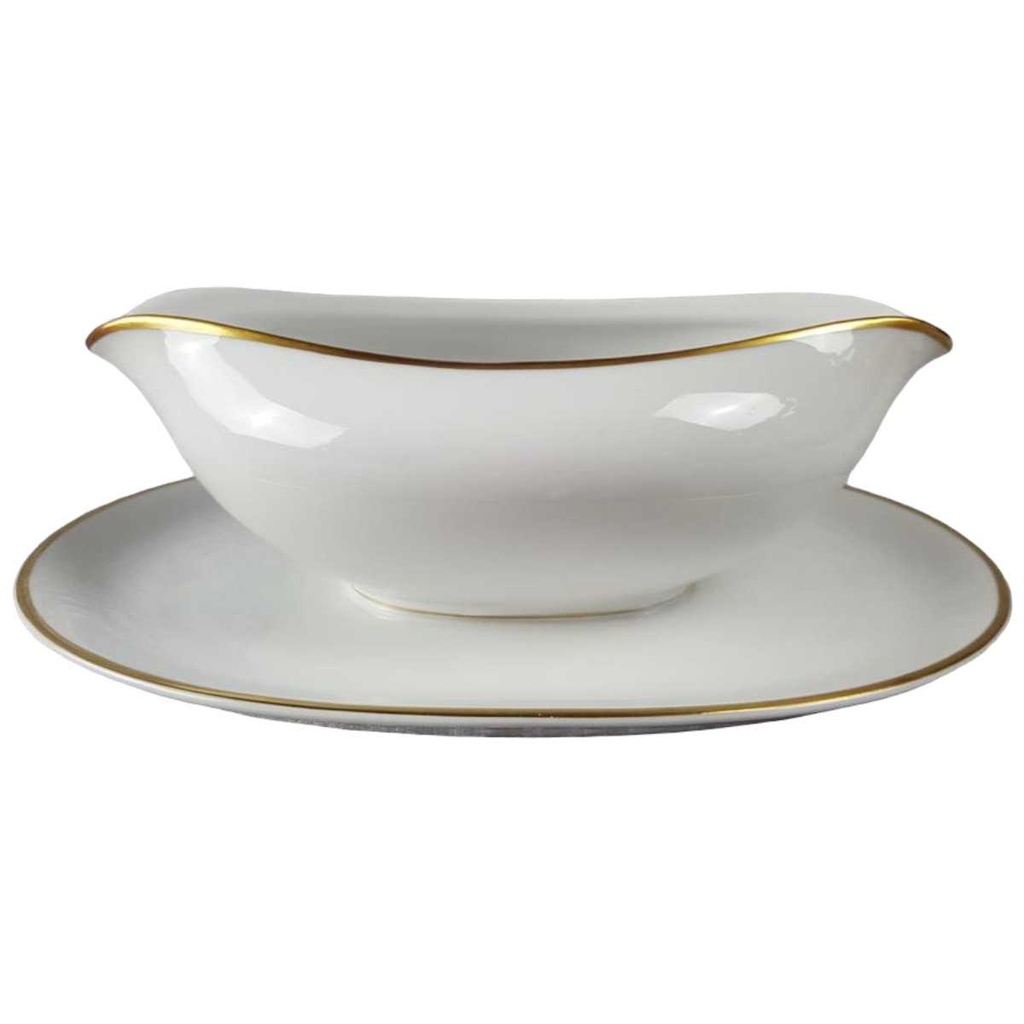 [45816995] Sauciere mit Teller Goldrand 1tlg KPM Krister 0201 Weiß gebraucht - gut