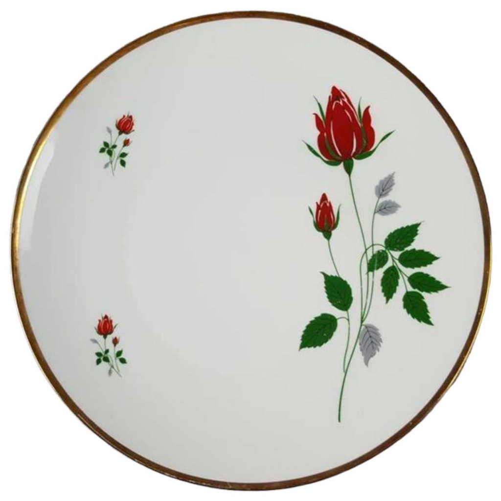 [45817002] Tortenplatte Tortenständer Goldrand Plankenhammer rote Rosen mit gebraucht - gut