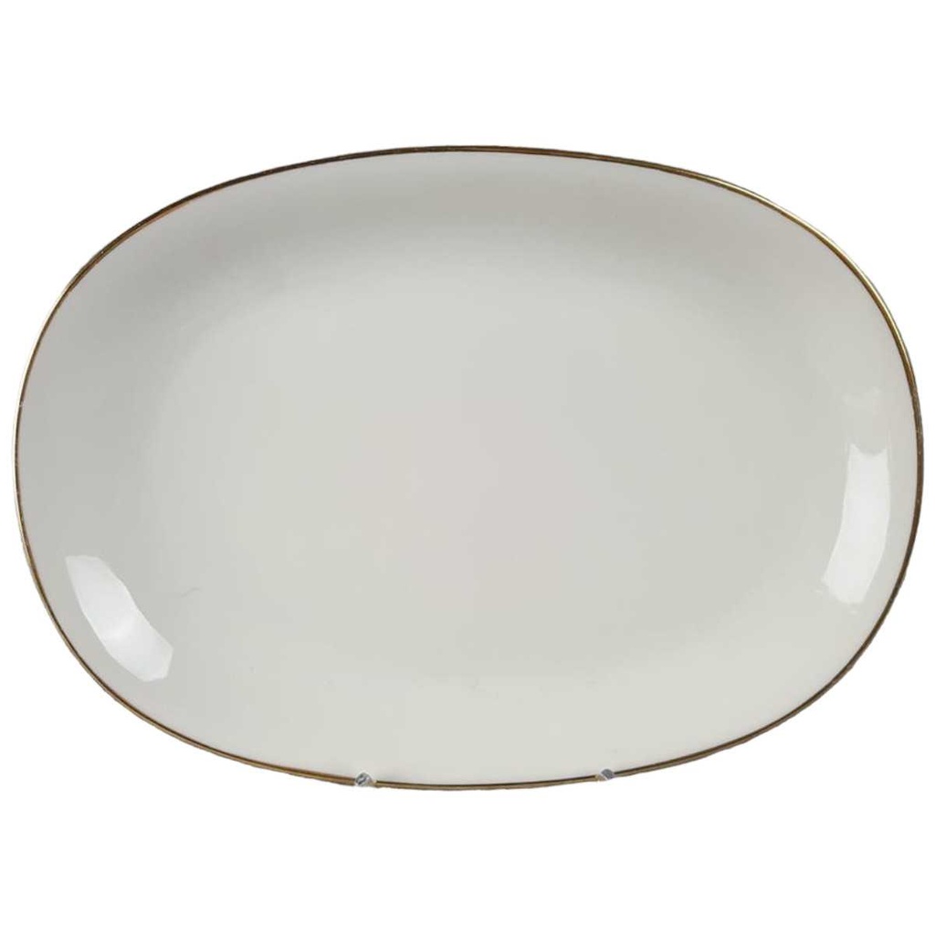 [45817024] Servierplatte Speiseplatte Fleischplatte Steakplatte Goldrand 27,5x19,7 cm KPM Krister 0217 Elfenbein Beige gebraucht - gut
