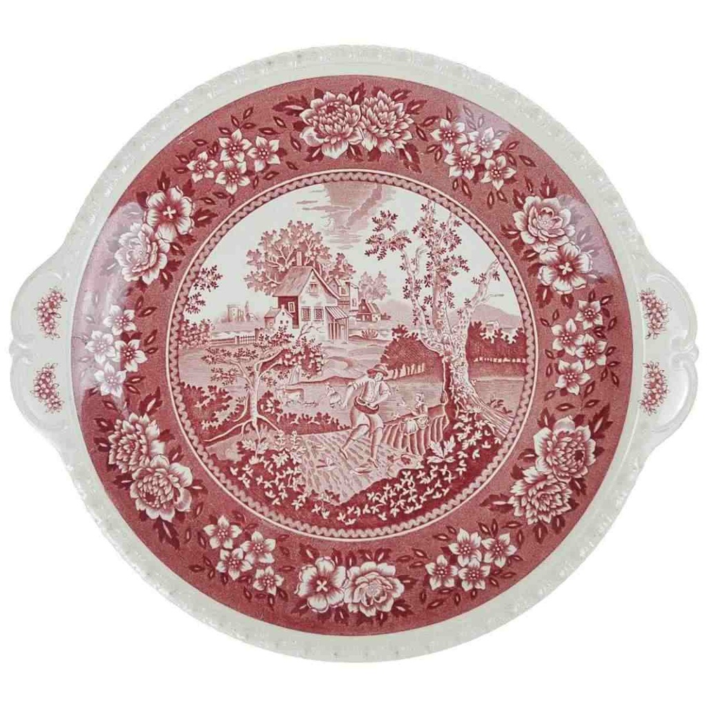 Kuchenplatte mit Henkeln Tortenplatte Villeroy & Boch Rusticana Rot gebraucht - akzeptabel
