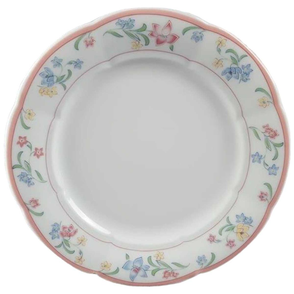 Kuchenteller Dessertteller 19,7 cm Mitterteich Form 2250 rosa Rand Dekor Stefanie gebraucht - gut