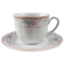 Kaffeetasse mit Untertasse Tasse Mitterteich Form 2250 rosa Rand Dekor Stefanie gebraucht - sehr gut
