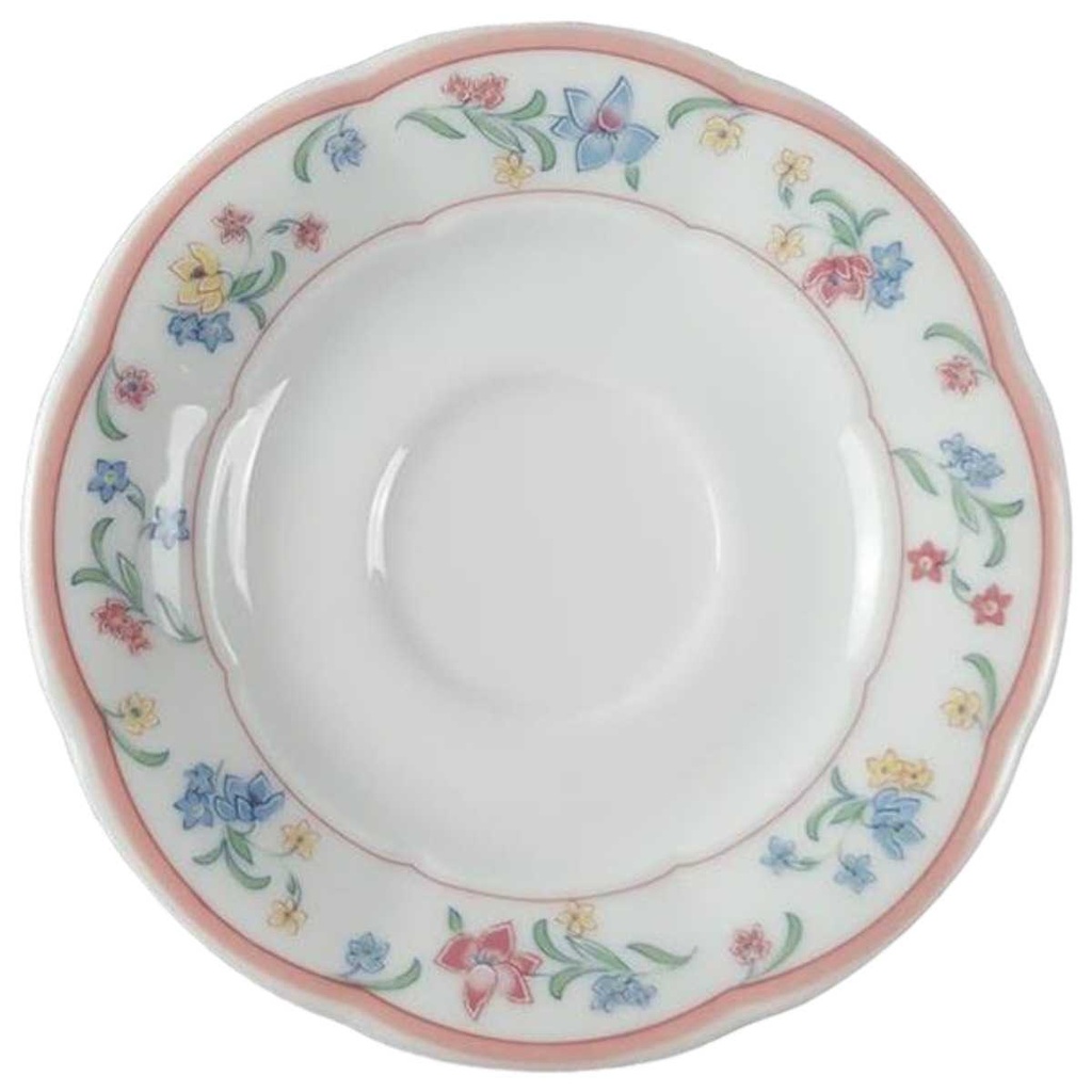 [45817078] Untertasse für Kaffee 14,5 cm Mitterteich Form 2250 rosa Rand Dekor Stefanie gebraucht - sehr gut