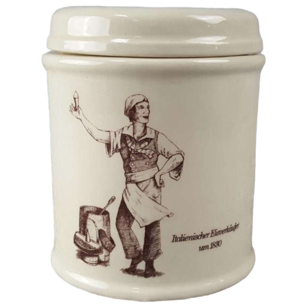[45817093] Vintage Deckeldose H 13 cm Italienischer Eisverkäufer 1830 Langnese Iglo GmbH 1977