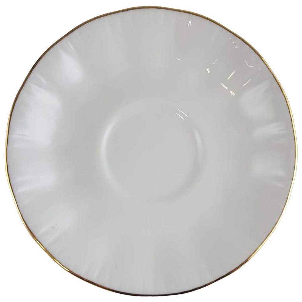 [458173] Untertasse für Kaffee Goldrand 13,9 cm Royal Knight Weiß gebraucht - sehr gut
