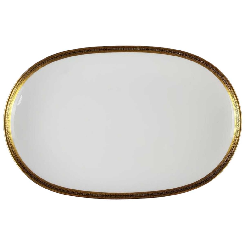 [45817322] Servierplatte Fleischplatte Steakplatte Golddekor 32,5x21 cm Melitta Verona gebraucht - akzeptabel