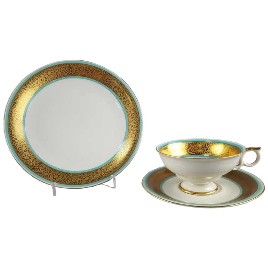 [45817354] Sammelgedeck Golddekor 3tlg Schaller Sammeltassen Elfenbein Beige gebraucht - gut