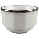 Zuckerschale Apilco Porcelaine weiß mit Platinrand gebraucht - sehr gut