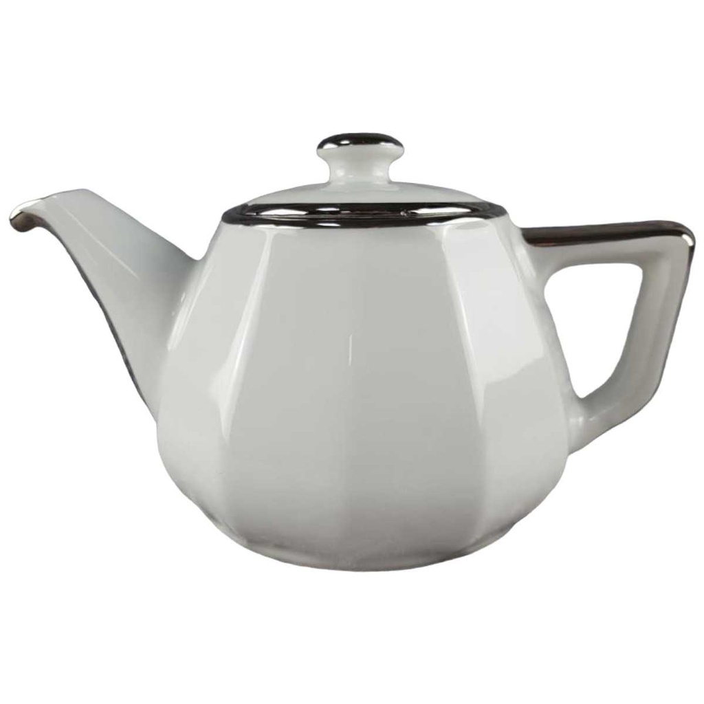 [45817370] Teekanne 1,1 L Apilco Porcelaine weiß mit Platinrand gebraucht - gut