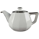 Teekanne 1,1 L Apilco Porcelaine weiß mit Platinrand gebraucht - gut