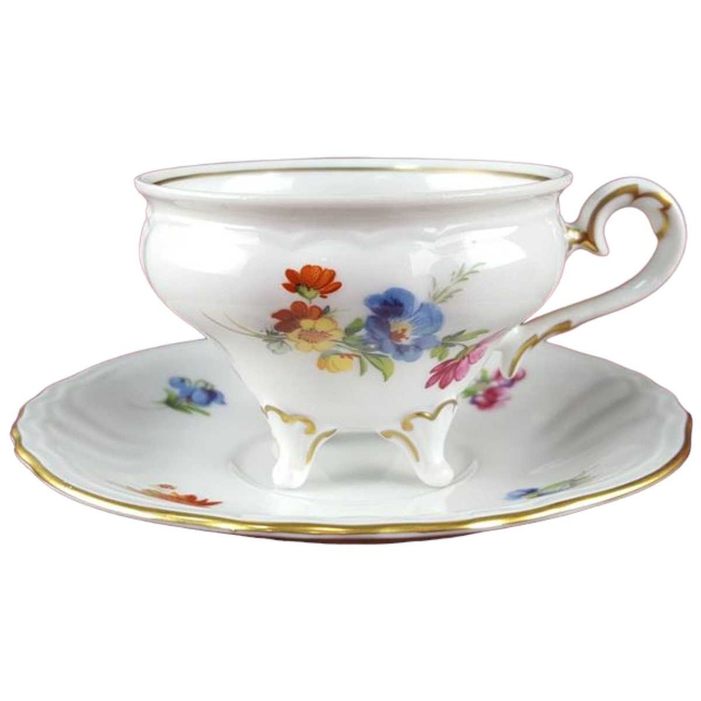 Mokkatasse Tasse Espressotasse Goldrand Weimar Porzellan bunte Blumen gebraucht - sehr gut