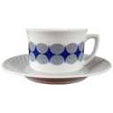 Kaffeetasse mit Untertasse Tasse Schirnding Bavaria Dekor blau grau gebraucht - gut