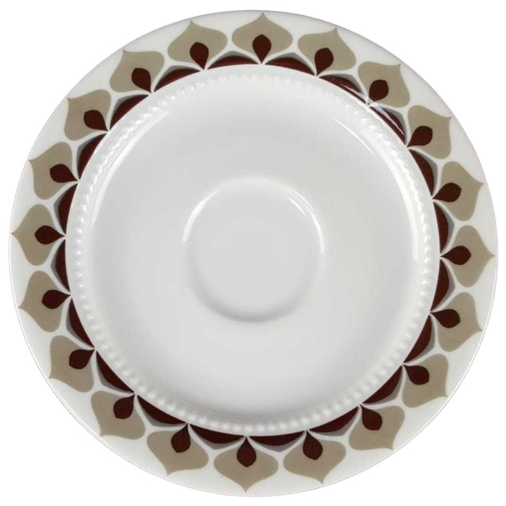 Untertasse für Kaffee 14,5 cm Eschenbach Venedig Perlrand Braun Grau