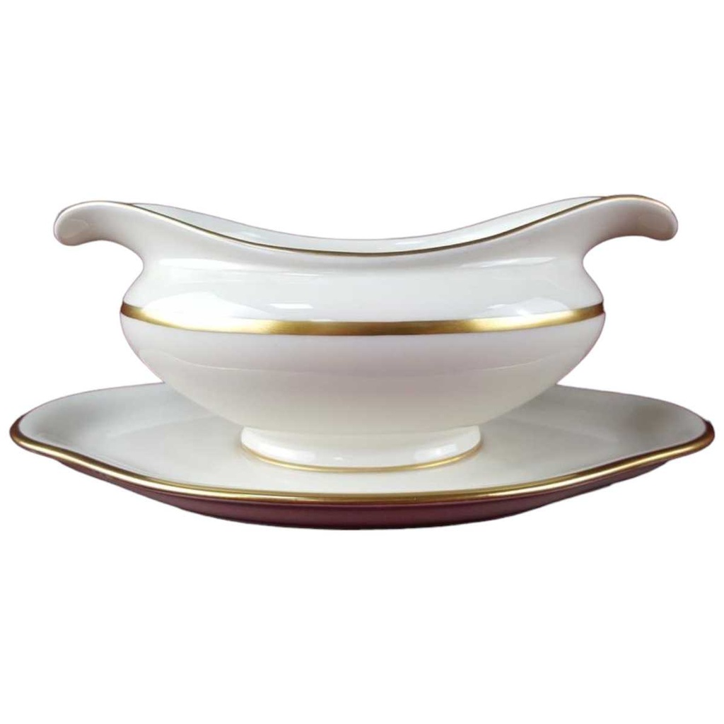 [45817415] Sauciere mit Teller Golddekor Eschenbach Elfenbein Bavaria gebraucht - sehr gut