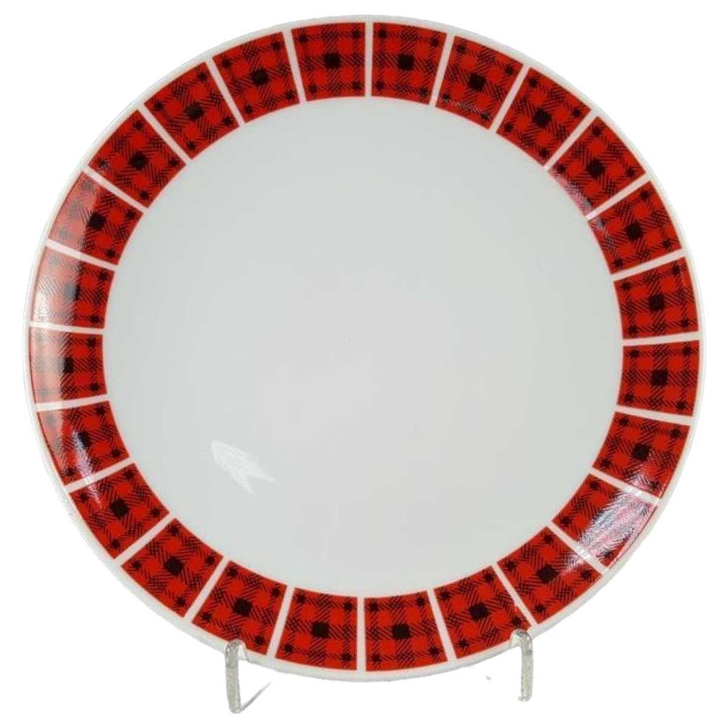 Kuchenteller Dessertteller Frühstücksteller 19,5 cm Winterling Marktleuthen Schottenkaro rot schwarz gebraucht - sehr gut
