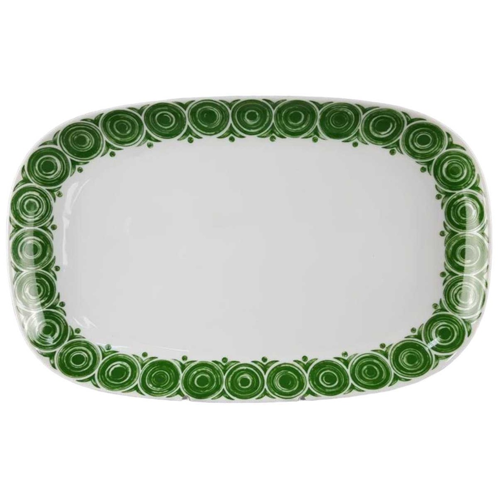 [45817489] Servierplatte Fleischplatte Steakplatte 31,5x20 cm Arzberg Donau Dekor grüne Kreise Grün gebraucht - akzeptabel