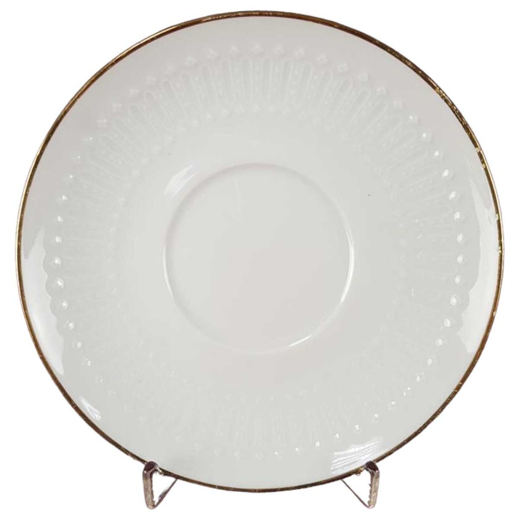 Untertasse für Suppe Goldrand 16,6 cm Winterling Kirchenlamitz Relief Weiß mit gebraucht - gut