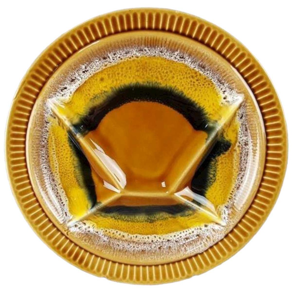 Teller Fondueteller 22,8 cm Sarreguemines SDV France Fat Lava Weiß gebraucht - akzeptabel