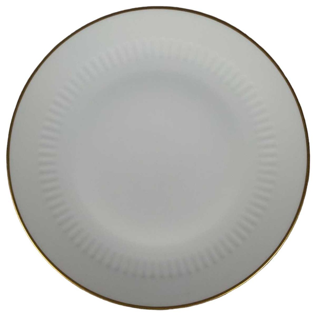 [45817523] Kuchenteller Dessertteller Goldrand 19,7 cm Zeh Scherzer Rillenrelief 1750 gebraucht - gut