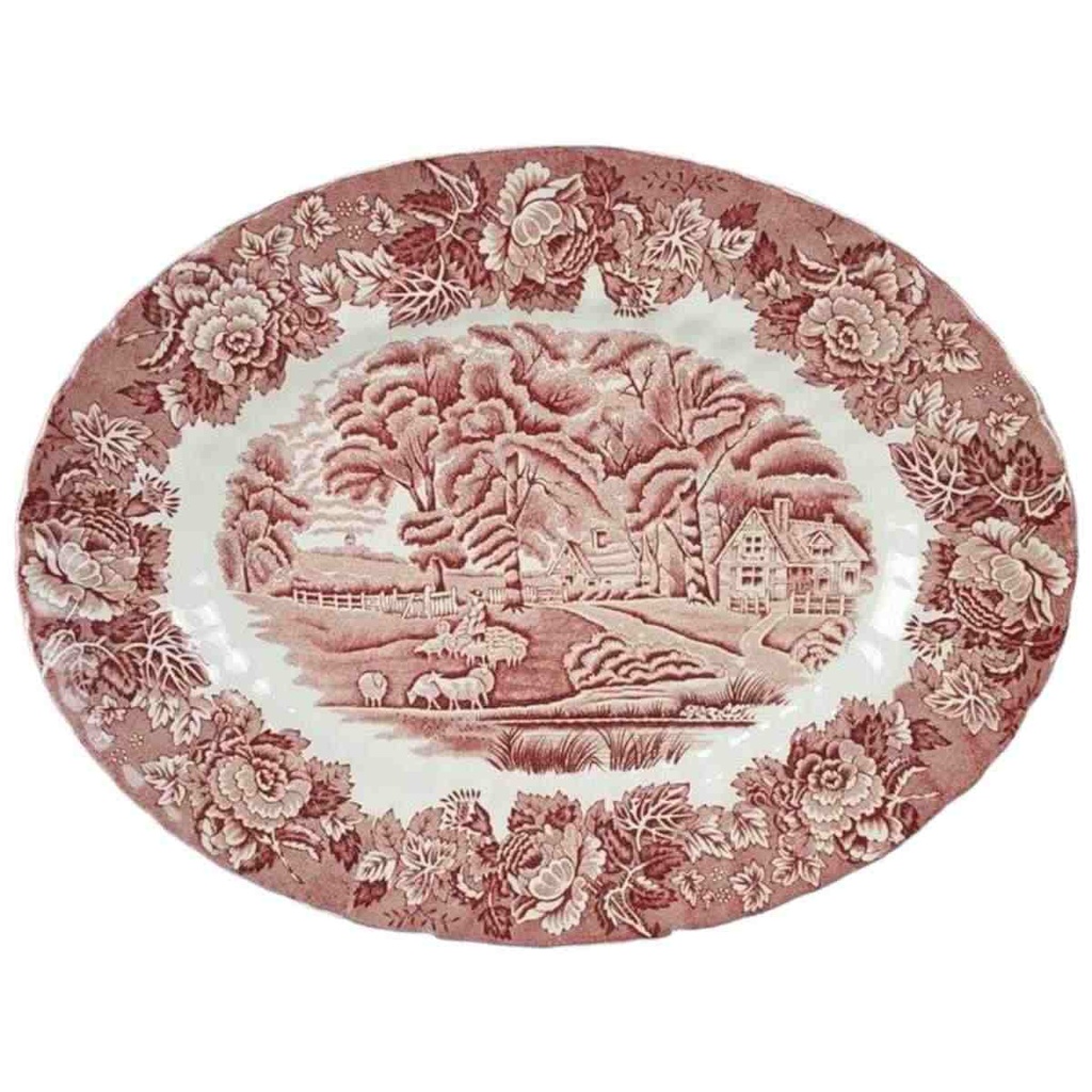 Fleischplatte 30x23,5 cm Wood & Sons England English Scenery Rot gebraucht - sehr gut