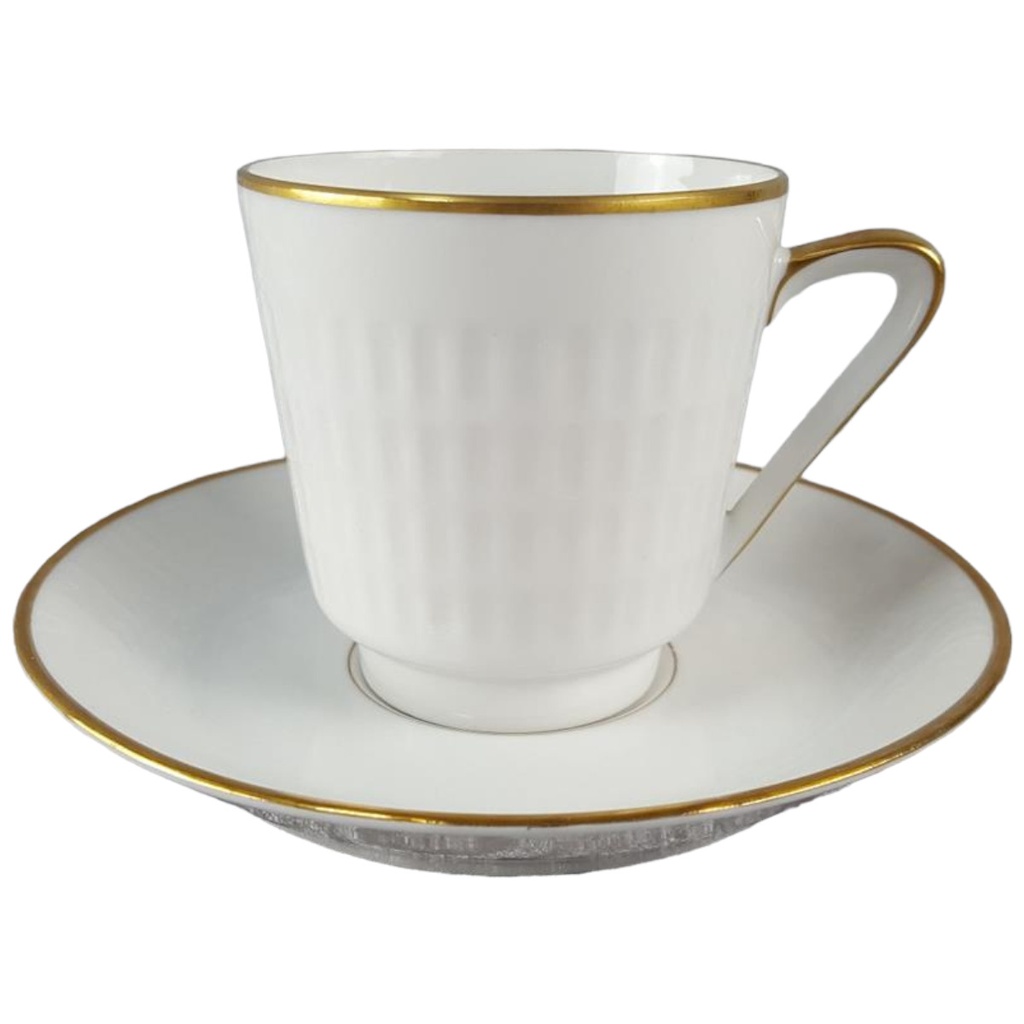 [45817529] Kaffeetasse mit Untertasse Tasse Goldrand Zeh Scherzer Rillenrelief 1750