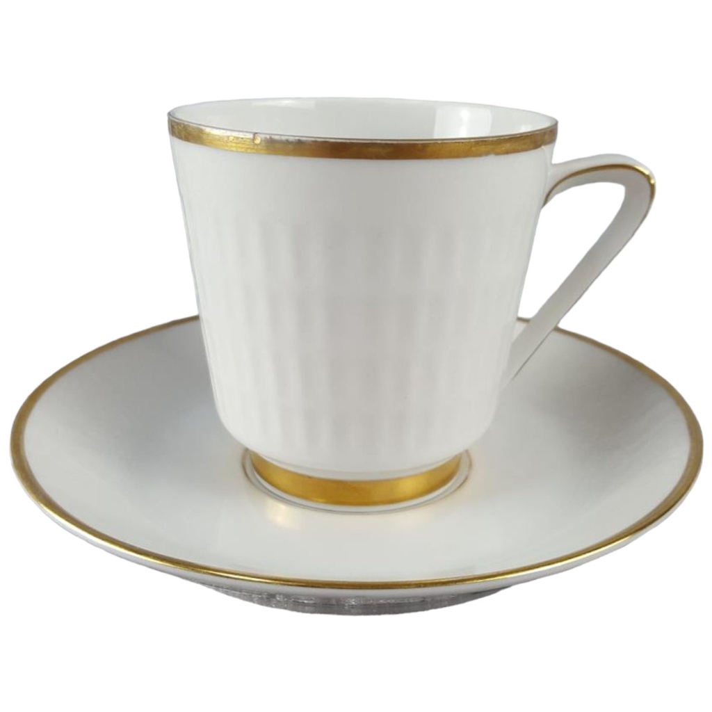 [45817530] Kaffeetasse mit Untertasse Tasse Goldrand Zeh Scherzer Rillenrelief 1680