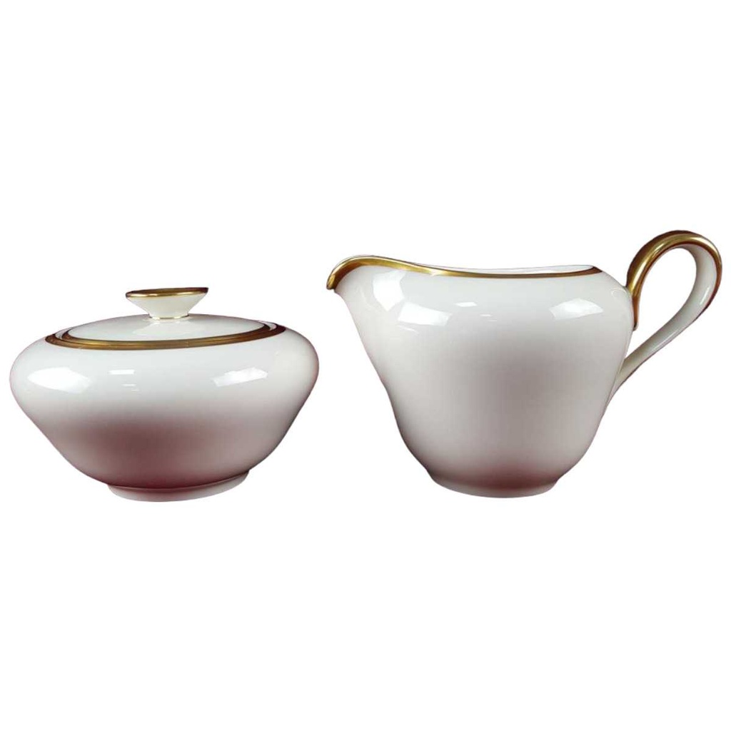 [45817543] Zuckerdose Milchkännchen und Goldrand Rhenania Duisdorf Elfenbein mit 4mm Beige gebraucht - gut