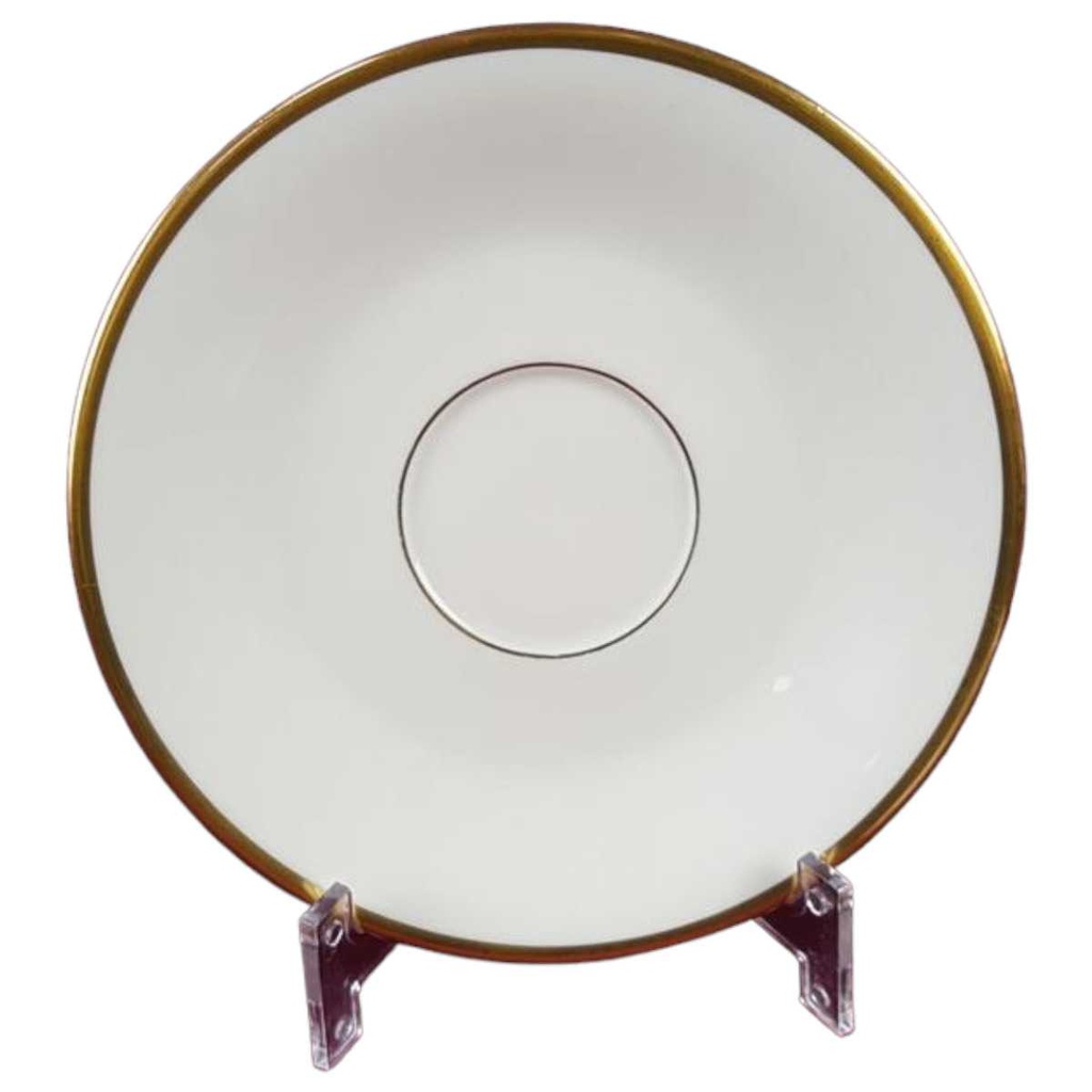 [45817548] Untertasse für Tee Goldrand 15,2 cm Rhenania Duisdorf Elfenbein mit 4mm gebraucht - gut