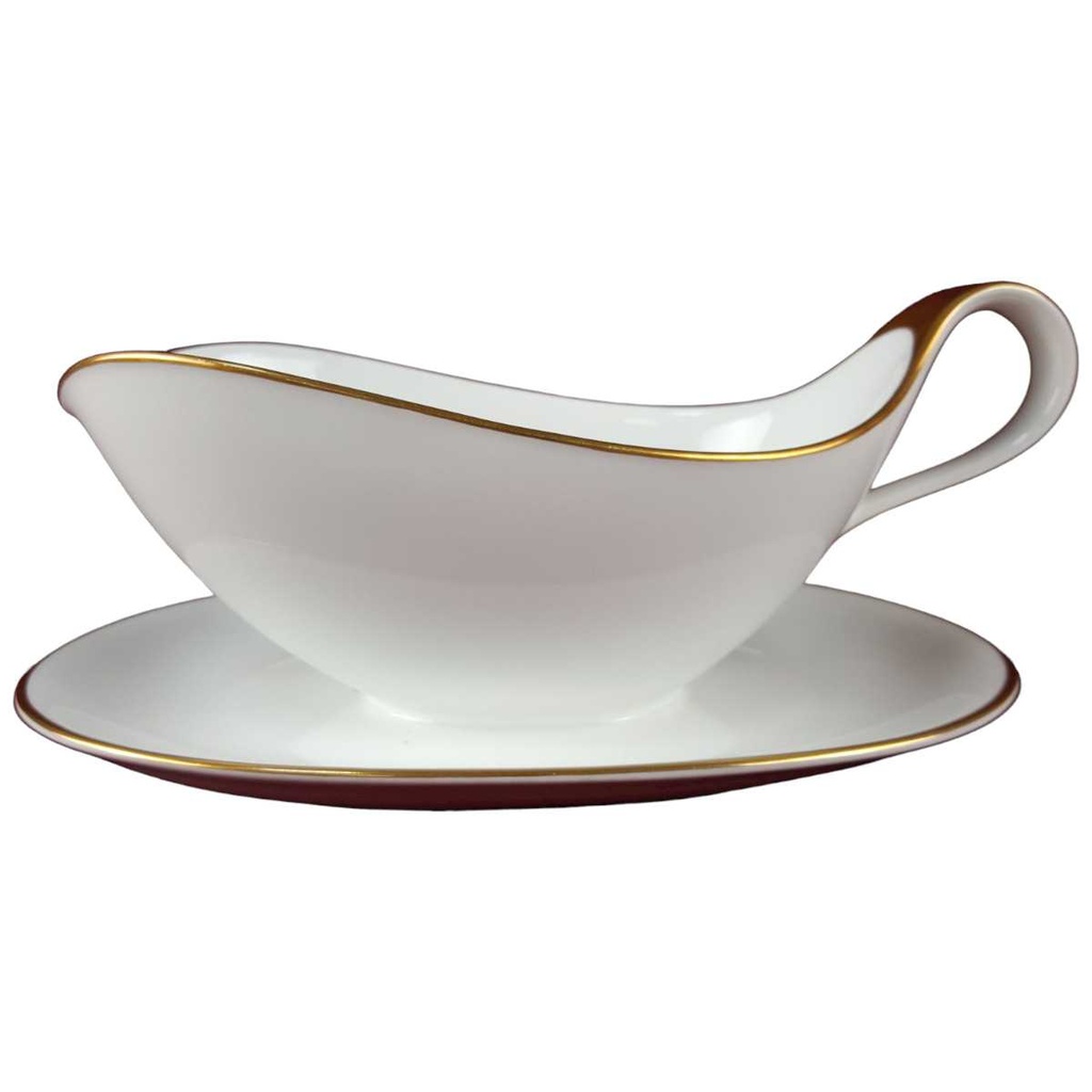 [45817558] Sauciere mit Teller Goldrand 1tlg Heinrich Anmut weiß 14092 gebraucht - gut