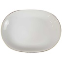 Servierplatte Fleischplatte Steakplatte Goldrand 36,5x26,3 cm Heinrich Anmut weiß 14092 gebraucht - gut