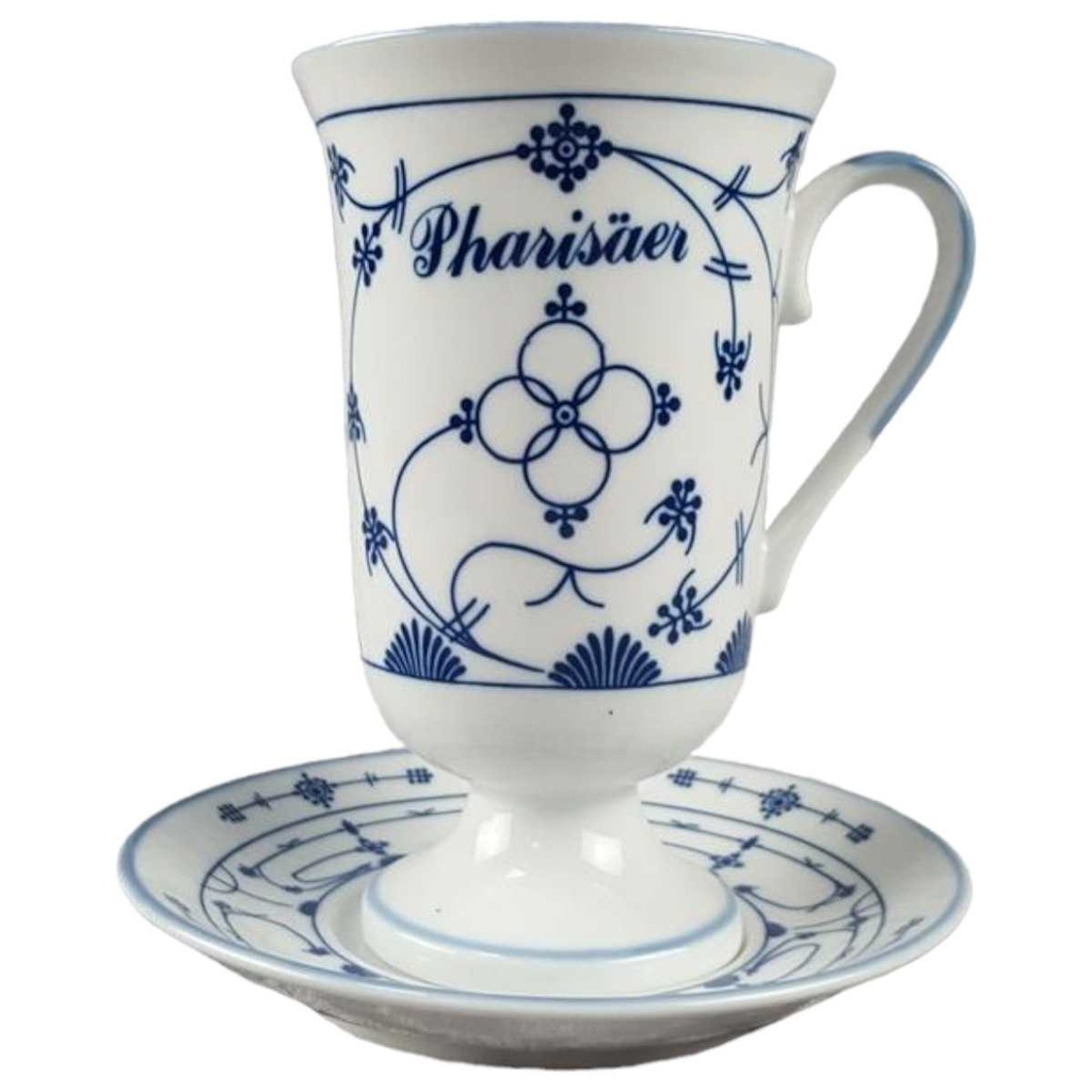 Tasse mit Untertasse Pharisäertasse Bezeichnung Julius Lange Kahla Indisch Blau Strohblume gebraucht - sehr gut
