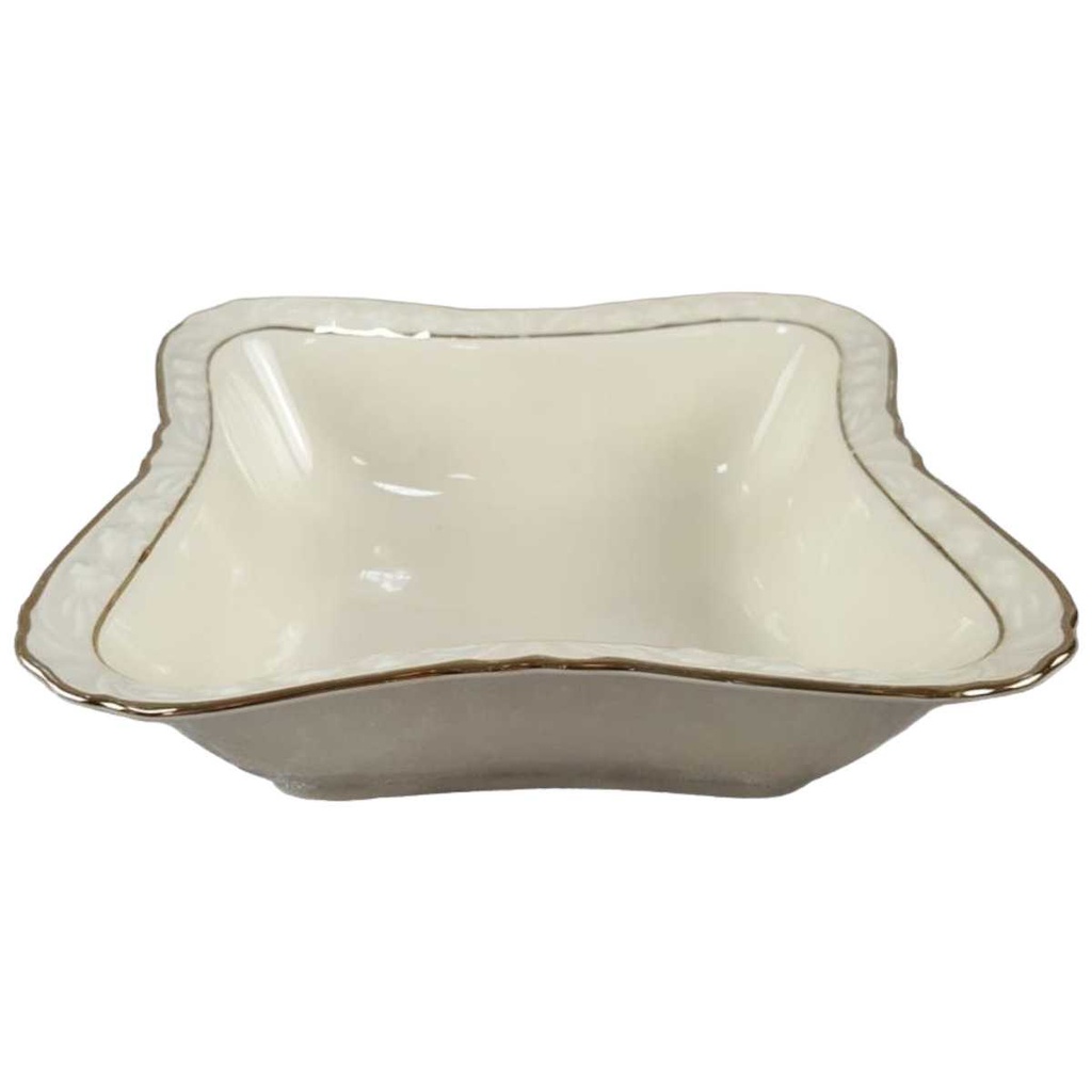 Schüssel Goldrand Winterling elfenbein Blumenrelief mit Beige gebraucht - gut