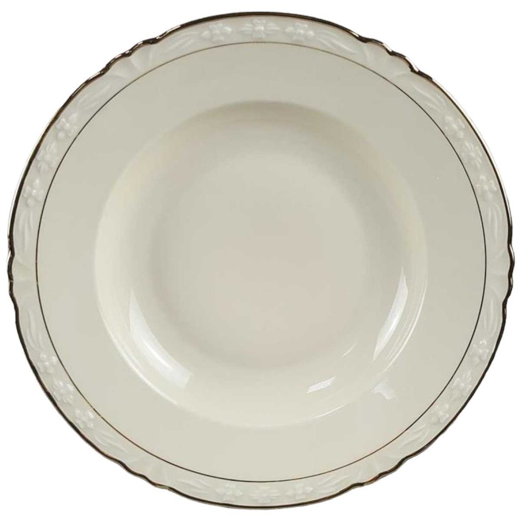 [45817586] Suppenteller Goldrand 23,6 cm Winterling elfenbein Blumenrelief mit gebraucht - gut