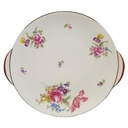 Sophienthal Fein Bayreuth elfenbein Blumendekor Kuchentplatte mit Griffen B 28,4 cm