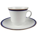 Kaffeetasse mit Untertasse Tasse Goldrand Jaeger & Co PMR Blau gebraucht - gut