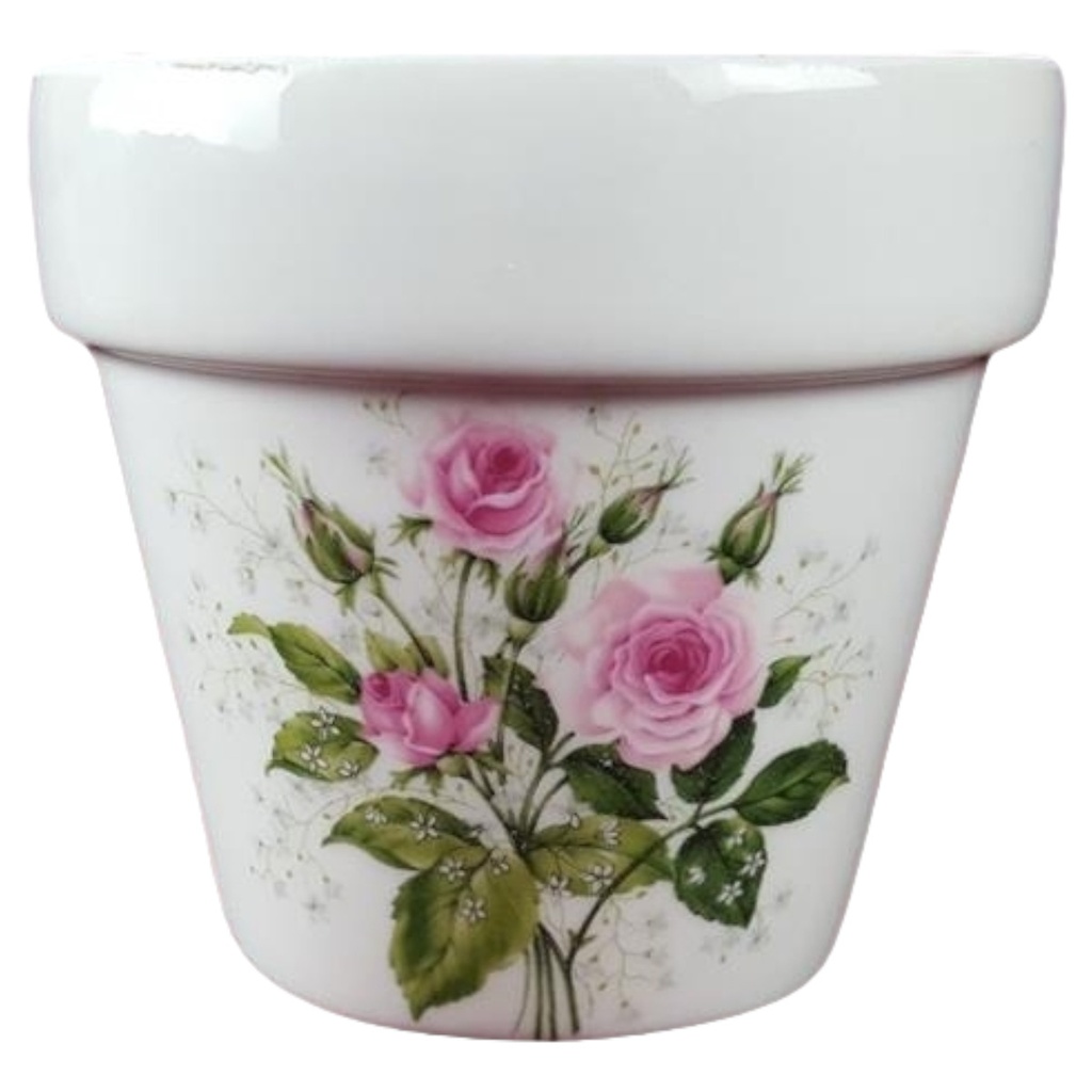 [45817815] Edite Par Gout De Ville Limoges rosa Rosen Blumenübertopf H 10,5 D 11,8 cm