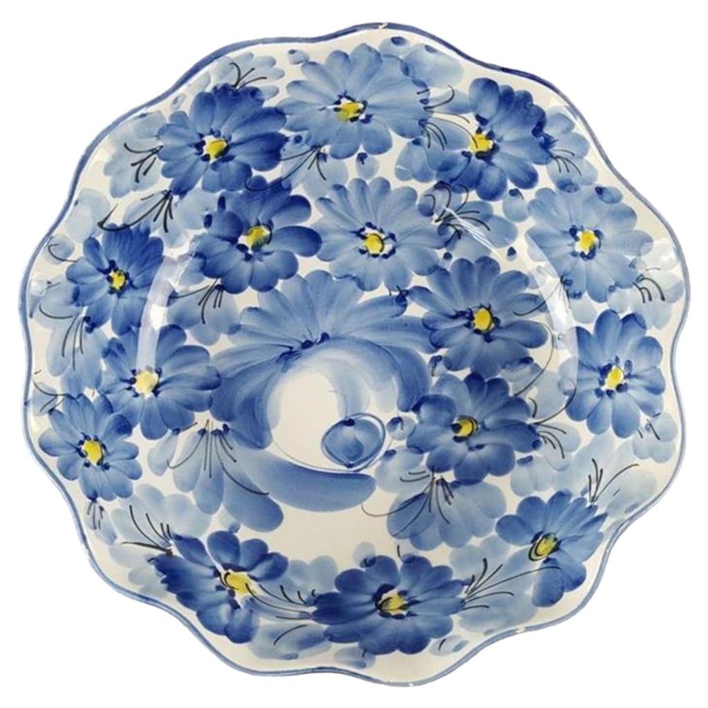 Ceramiche Giulianelli Dipinto A Mano Blaue Blumendekor D 26,4 H 7,4 cm