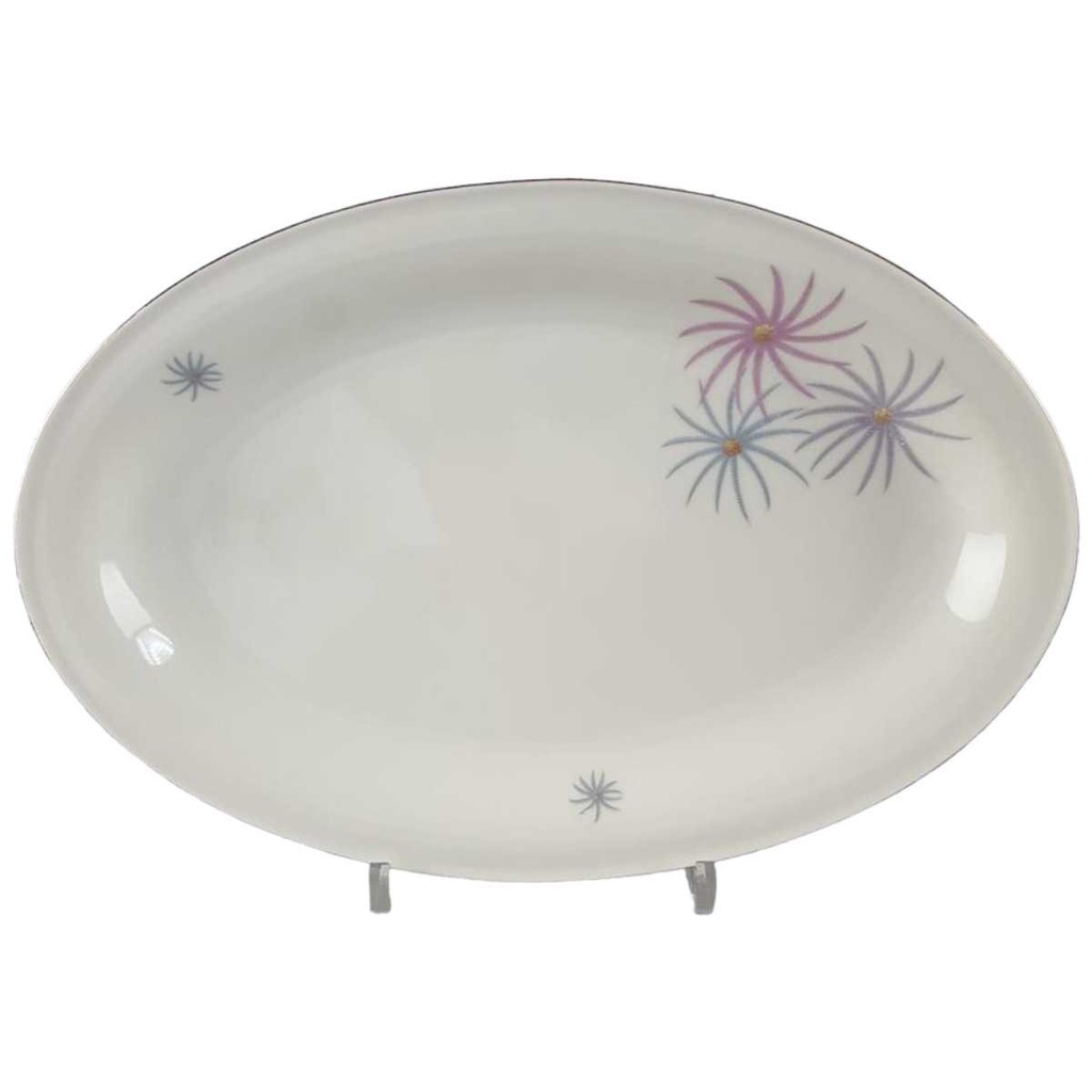 [45817848] Servierplatte Steakplatte Goldrand 32,5x22 cm Tirschenreuth Dekor 1244 Elfenbein gebraucht - akzeptabel