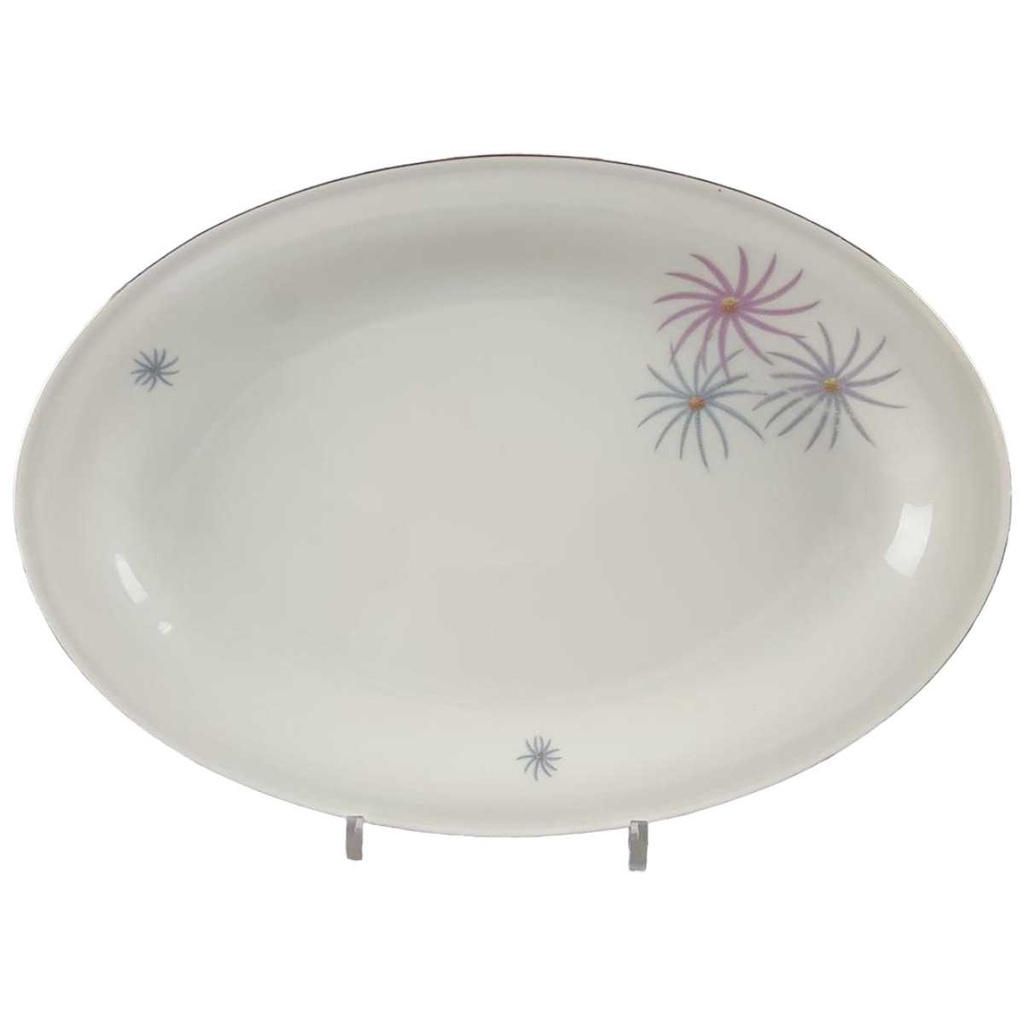 [45817849] Servierplatte Steakplatte Goldrand 35,3x24,6 cm Tirschenreuth Dekor 1244 Elfenbein gebraucht - akzeptabel