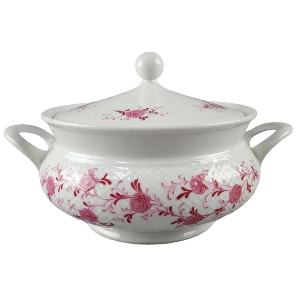 [45817862] Ragoutterrine Servierschüssel mit Henkeln Deckel 1,8 L Seltmann Weiden Annabell rote Blüte 26043 gebraucht - akzeptabel