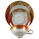 Teetasse mit Untertasse Sammelgedeck Teegedeck 3tlg Wallendorf Wallendorfer Porzellan ehem. VEB W 1764 Goldrelief gebraucht - sehr gut